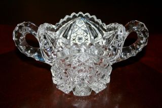 Early American Pattern Glass Antique Crystal Open Sugar Bowl Imperial Glass