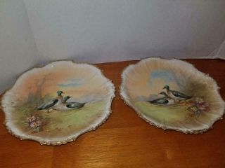 Set Of 2 Antique Limoges France Duck Plates