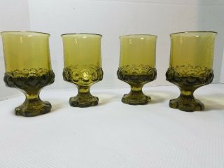 Vintage Set Of 4 Tiffin Franciscan Madeira Citron Green Wine/juice Glasses