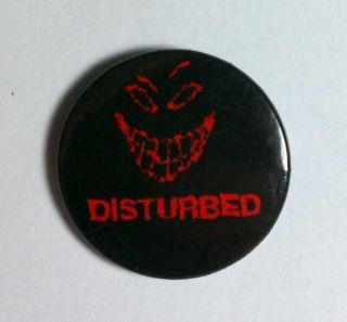 Disturbed Face Demon Smile Band Name Black Red 1 " Music Button Pin Pinback