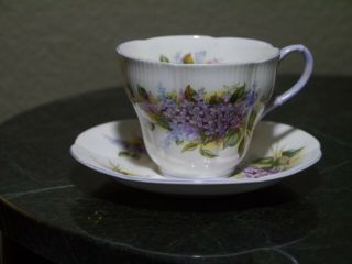 Porcelain Royal Albert Bone China England Blossom Time Lilac Tea Cup Saucer