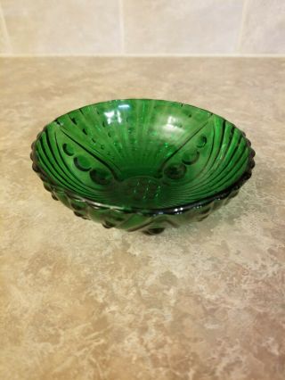 Vintage Emerald Green Glass Hobnail Style 3 - Footed Bowl Candy Dish
