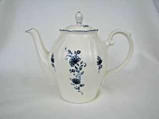 Noritake Craftone 8709 Coffee Pot Teapot Porcelain White Blue Onion