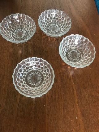 Set If 4 Anchor Hocking Clear Bubble Dessert/berry Bowls