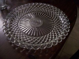 Anchor Hocking Waterford Waffle Crystal 13 3/4 " Sandwich Plate