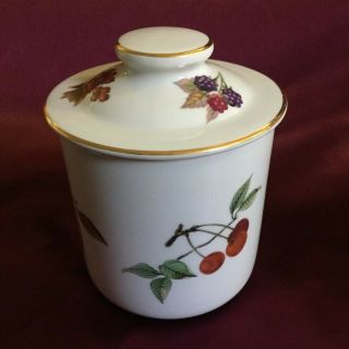 Royal Worcester Evesham Fine Porcelain 5 1/2 " Tall Container/canister W/ Lid
