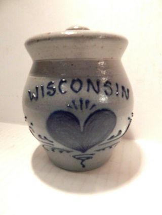 1990 Rockdale Union Stoneware - Salt Glazed Crock With Lid - Wisconsin
