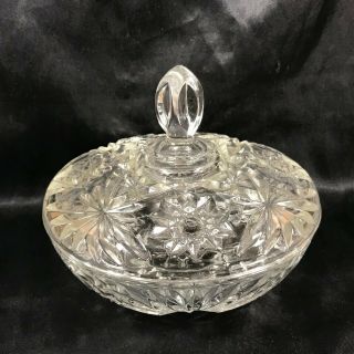 Vintage 7” Eapg Anchor Hocking Star Of David Covered Candy Box Dish
