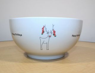 Bia Cordon Bleu " Happy Holidays " Rudy The Reindeer Christmas White Serving Bowl