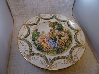 Antique Italian Capodimonte Nudes Cherubs Hand Painted Italy Large Wall Plate