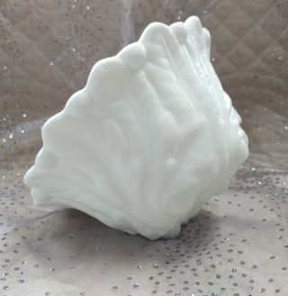 Vintage 4 " White Milk Glass Bowl With Flower And Leaf Pattern.  Footed