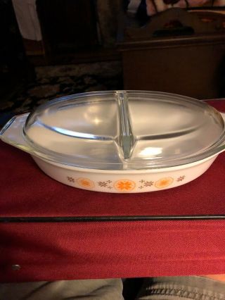 Vintage Town And Country Divided Pyrex Casserole 1 1/2 With Lid