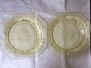 2 Princess Depression Glass Yellow 8 1/4 " Plates