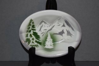 Jackson China Restaurant Ware Small Oval Bowl - Pine Trees,  Snowy Mountains