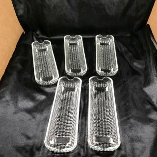 Set Of 5 Clear Glass Corn On The Cob Plates Serving Dishes