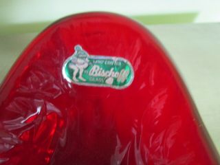 Vintage Red Bischoff Glass Hand Crafted Swan Dish 2