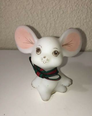 Fenton Hand Painted Mouse With Ribbon