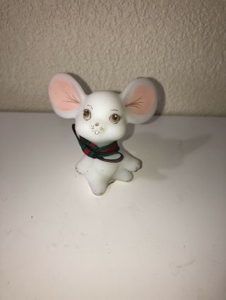 Fenton Hand Painted Mouse With Ribbon 2