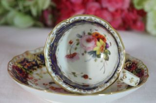 Very Fine,  Antique Coalport,  Cobalt And Gold Hand Painted Cup/saucer