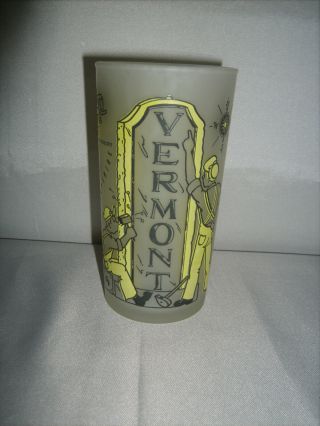 Vintage Hazel Atlas Vermont Frosted State Souvenir Drinking Glass 5 Inch