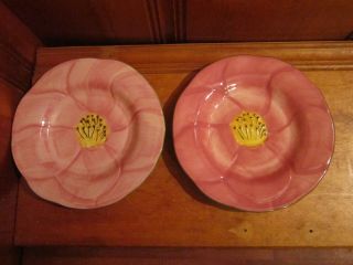 2 Vintage Franciscan Desert Rose 8 " Salad Bread Plates Pink Rosebud Portugal Euc