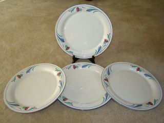 Lenox Chinastone Poppies On Blue,  Set Of 4 Dinner Plates,  10 3/4”
