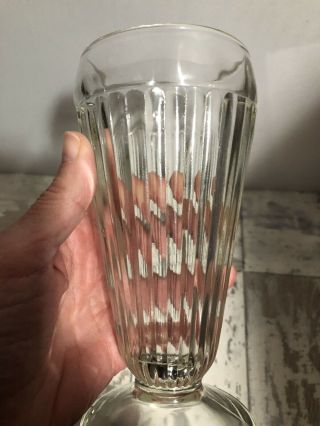 Vintage Old Fashioned Ribbed Ice Cream Soda Fountain Glass,  Heavy 7 