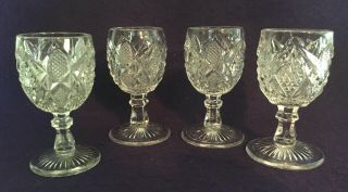 4 Pc.  Eapg Antique Pattern Pennsylvania Wine Glasses Balder U.  S.  Glass 15048