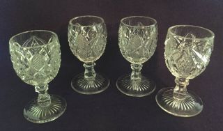 4 Pc.  EAPG Antique Pattern PENNSYLVANIA WINE GLASSES Balder U.  S.  Glass 15048 2