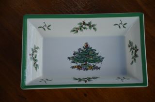 Spode Rectangular Christmas Tree Candy,  Nut Serving Tray Dish 8 3/4 " X 5 3/4 "
