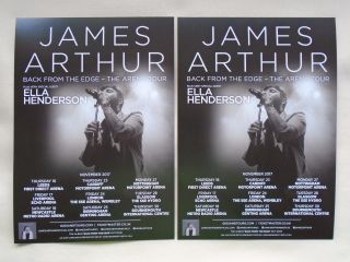James Arthur Live In Concert " Back From The Edge " 2017 Uk Tour Promo Flyers X 2