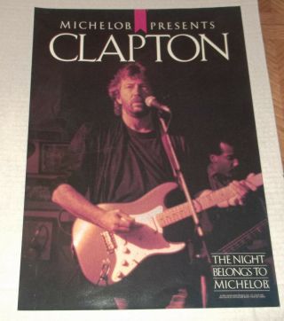 Vintage Rock Poster Eric Clapton Michelob Beer Presents 1987 Eric Guitar Color