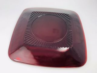 Set of (2) Vintage Red Glass Square Charm Anchor Hocking Royal Ruby Plates 8 