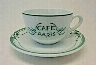 Bernardaud Limoges France Cafe Paris Green Cup & Saucer Les Residences