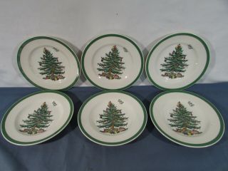 Set Of 6 Spode Christmas Tree Dessert/bread Plates