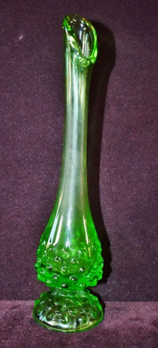 Fenton Glass Green Hobnail Bud Vase 10 " Transparent Emerald