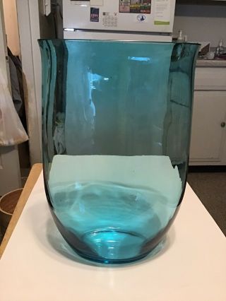 Absolutely Gorgeous West End Hand Blown Large Teal Blue/green Vase (very Rare)