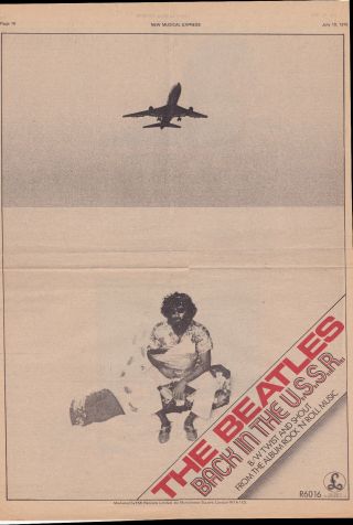 The Beatles - Back In The Ussr Advertisement A3 Sized Nme 10 July 1976