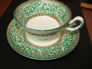 1 Wedgwood Praze 2785 Green Footed Cup & Saucer.  Have 4