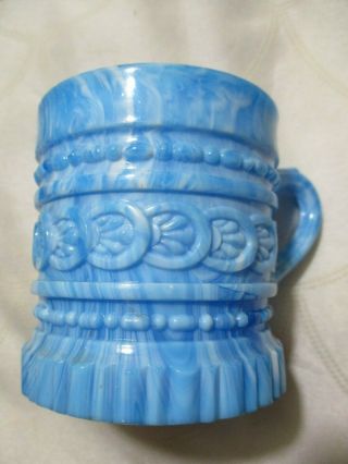 Rare Akro Agate Cup Bristol Blue Slag Depression Glass