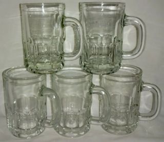Vintage Hazel Atlas Small Glass Beer Mugs Set Of 5 Barware
