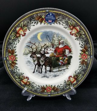 Royal Stafford 11 " Plate Santa With Sleigh And Reindeer Christmas Lanterns