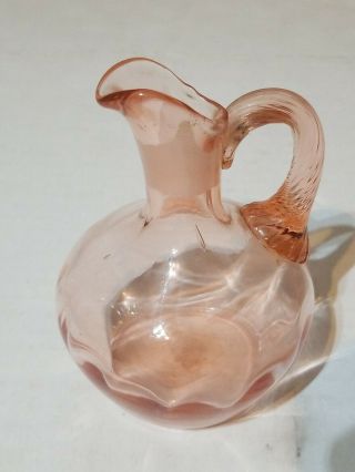Vintage Pink Depression Glass Vinegar Cruet,  Decanter,  Bottle W/o Glass Stopper