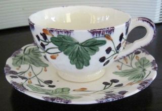 Blue Ridge Southern Potteries Fox Grape Cup And Saucer