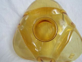 VIKING GLASS AMBER EPIC FOLDED THREE SIDED BOWL WITH LABEL 3