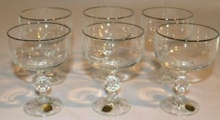 Borocrystal Antique Bohemia Crystal Champagne Glasses,  Platinum Rim,  Set Of 6,