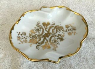 Porcelaine De France - Trinket Jewelry Dish Bowl - Hand Painted Gold Gilt