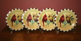 4 Lenox Winter Greetings Everyday Cardinal Salad Plates