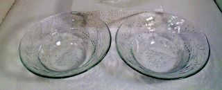 Two (2) Arcoroc Usa Clear Glass Christmas Tree Holly Berries Cereal Soup Bowls