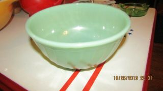 Green Jadite Mixing Bowl - Fire King Oven Ware Made In Usa 8in X 4 In Vintage